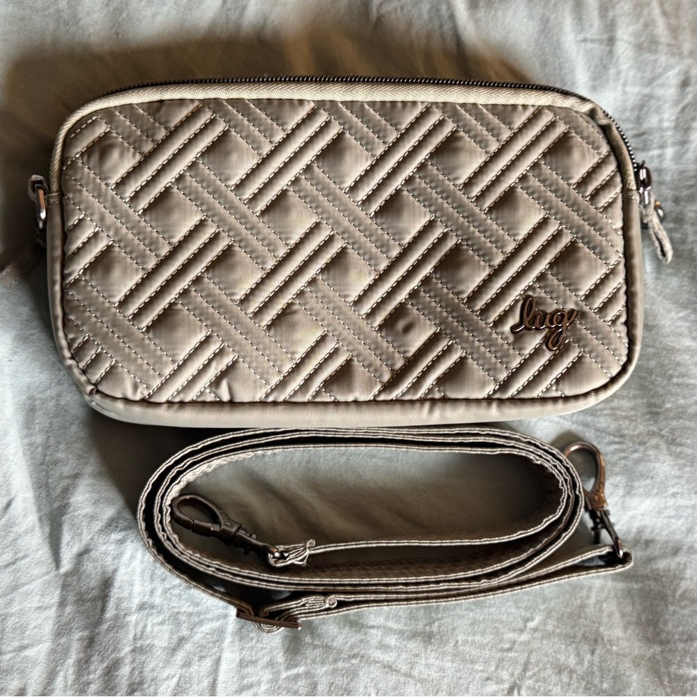Lug Taupe Quilted Crossbody Bag